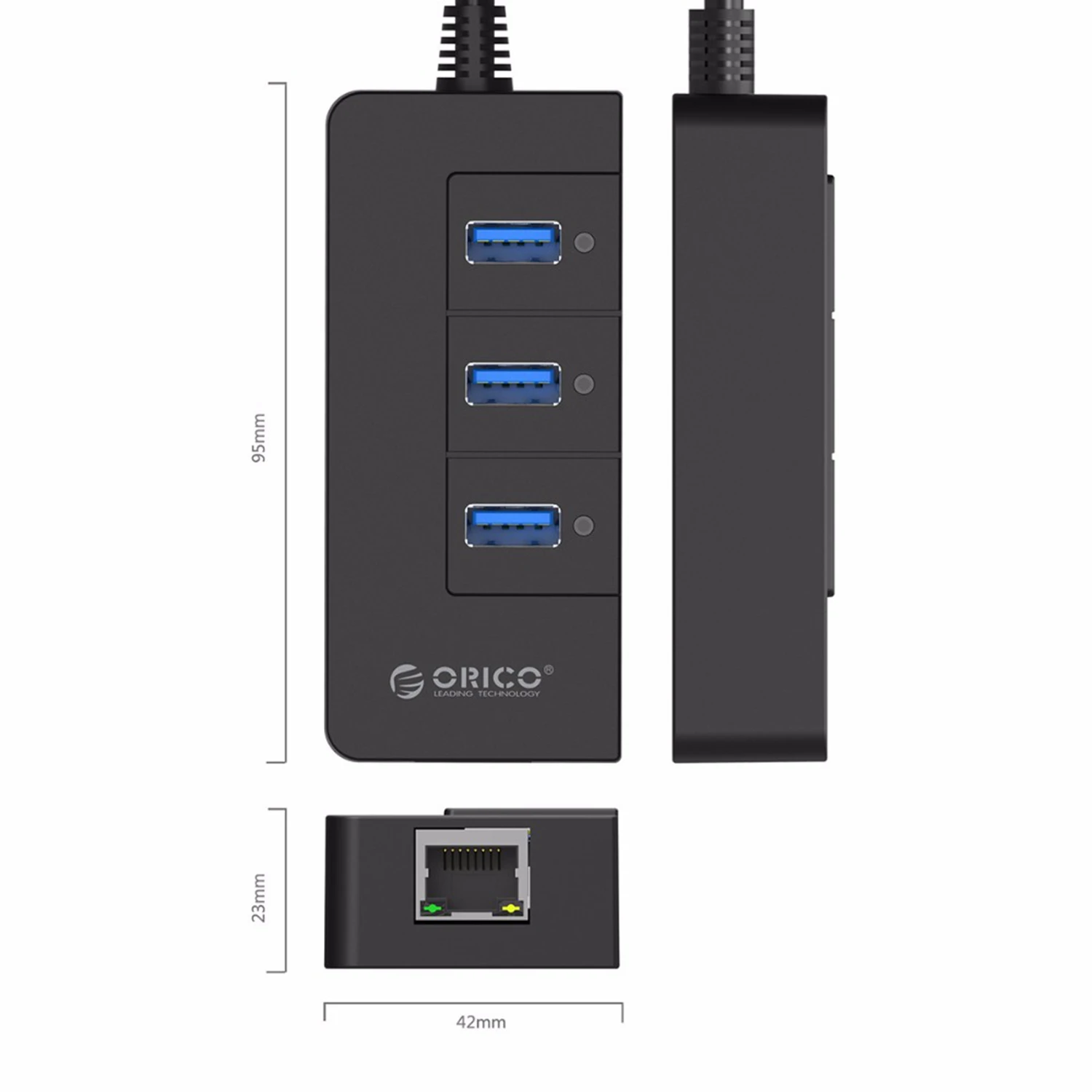 Orico Hr01 U3 3 порта супер скорость Usb3.0 концентратор сплиттер с внешней Rj45 гигабит
