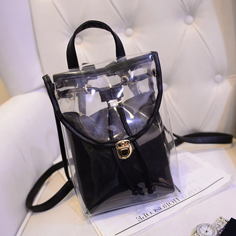 Женский прозрачный модный рюкзак 2 в 1 дорожный пляжный кошелек на плечо|Мужские