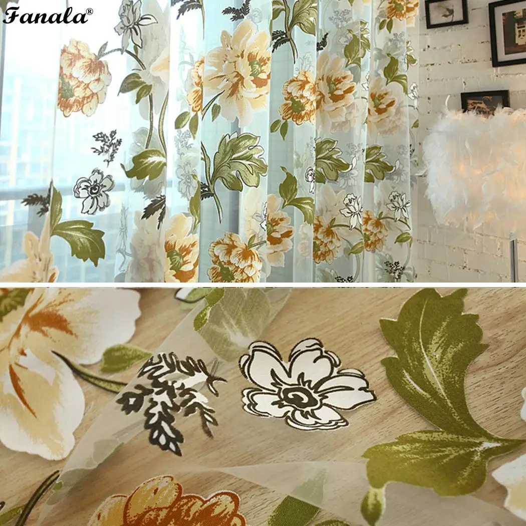 Peony Flower Window Living Room Bedroom Home Hospital Cafe etc Curtain Hanging On Rod | Дом и сад
