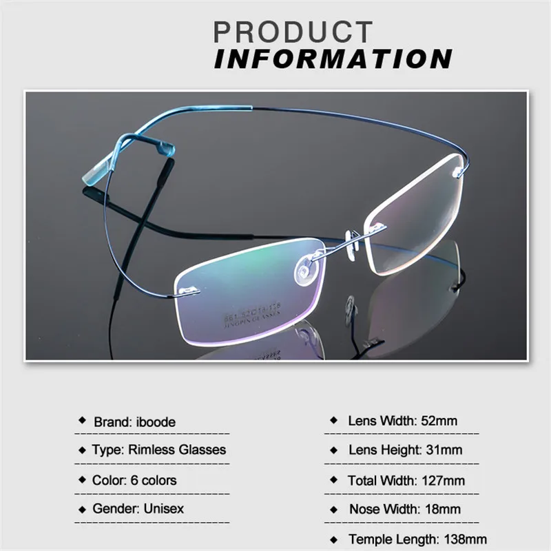 Iboode оправа для очков без оправы из титанового сплава мужчин и женщин ультра