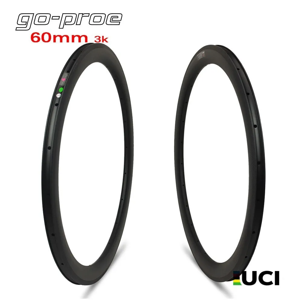 

700c Carbon Fiber Road Bike 3k Weave 60mm Rim Tubular/Clincher/Tubeless 25mm Or 27mm For V Brake Road Bike Racing Bicycle