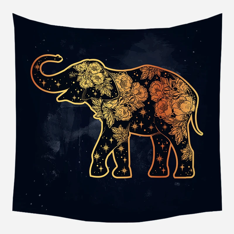Loartee золотой цветок Слон Мандала талисман гобелен с животными Ouija Boho Décor Wandkleed