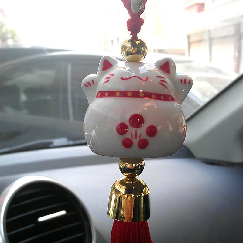 Китайский керамический подвесной орнамент Lucky Cat автомобильный декор