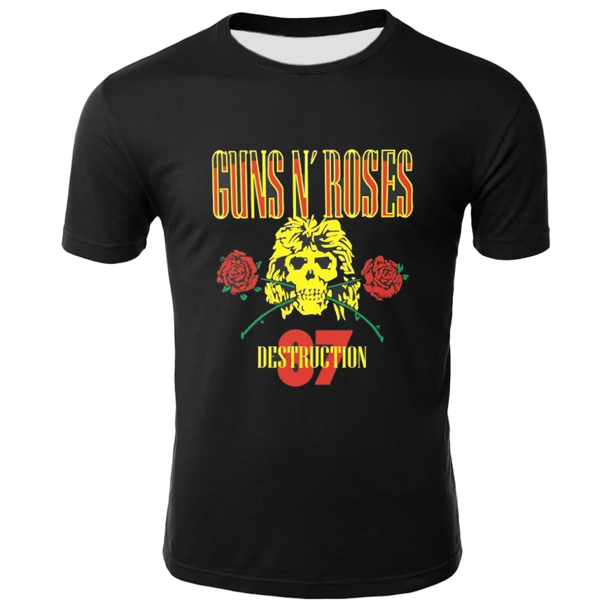 YELITE Gun and rose tshirt Men's T-shirt Short Sleeve tees top Tshirt 3d Print T shirt Summer 2019 Newest Skull shirts | Мужская