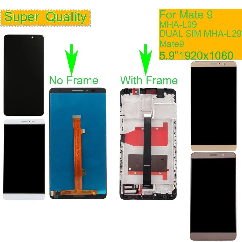 10Pcs/lot LCD For HUAWEI MATE 9 MHA-L09 Display Touch Screen Digitizer Assembly Mate9 DUAL SIM MHA-L29 With Frame | Мобильные
