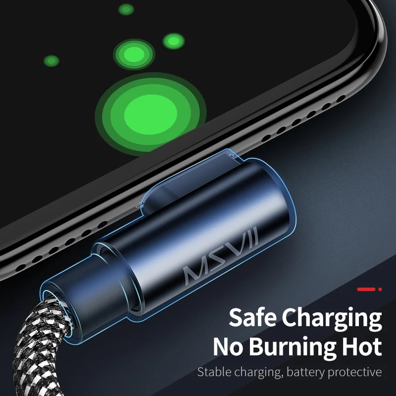 Msvii USB кабель для iPhone X XS MAX XR провод шнур 90 градусов локоть кабели 8 7 Plus Кабель с