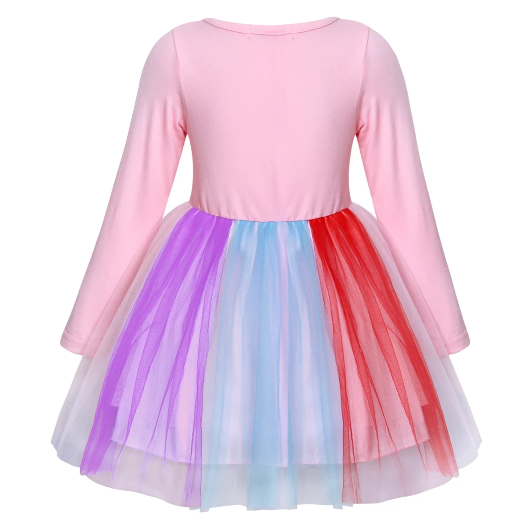 AmzBarley Girls Rainbow Unicorn Tutu Outfits Cute Princess Long Sleeve Fluffy Tulle Birthday Fancy Dress Up Party Dresses | Детская