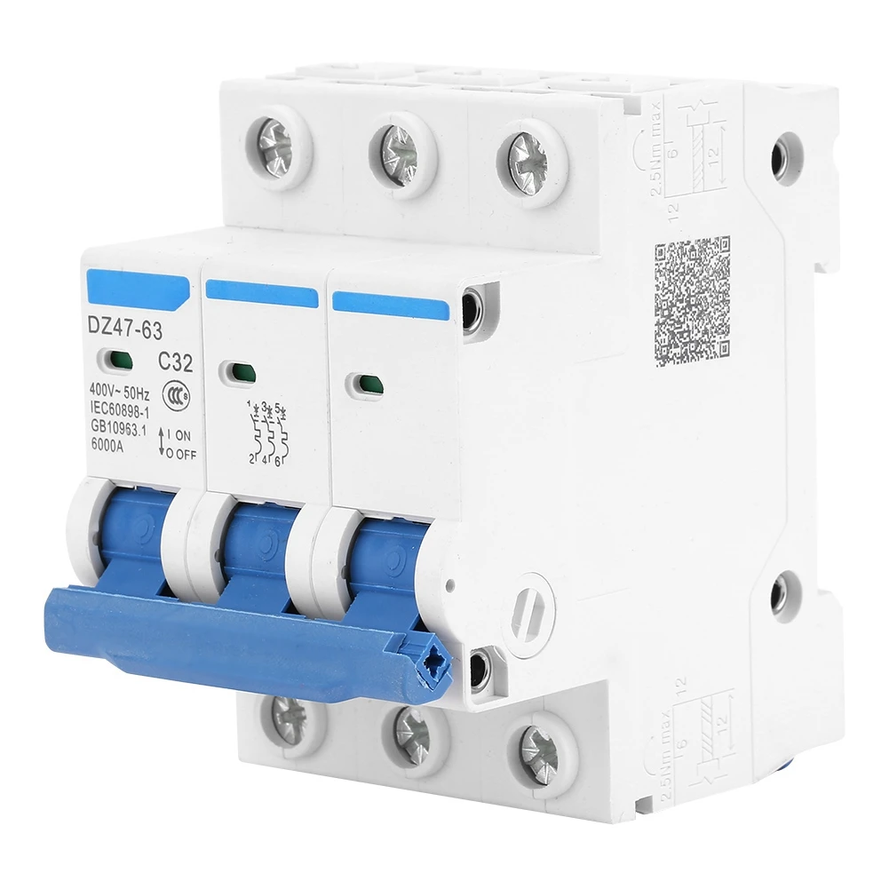 DZ47 63 3P 32A 400V защита от утечки земли автоматический выключатель