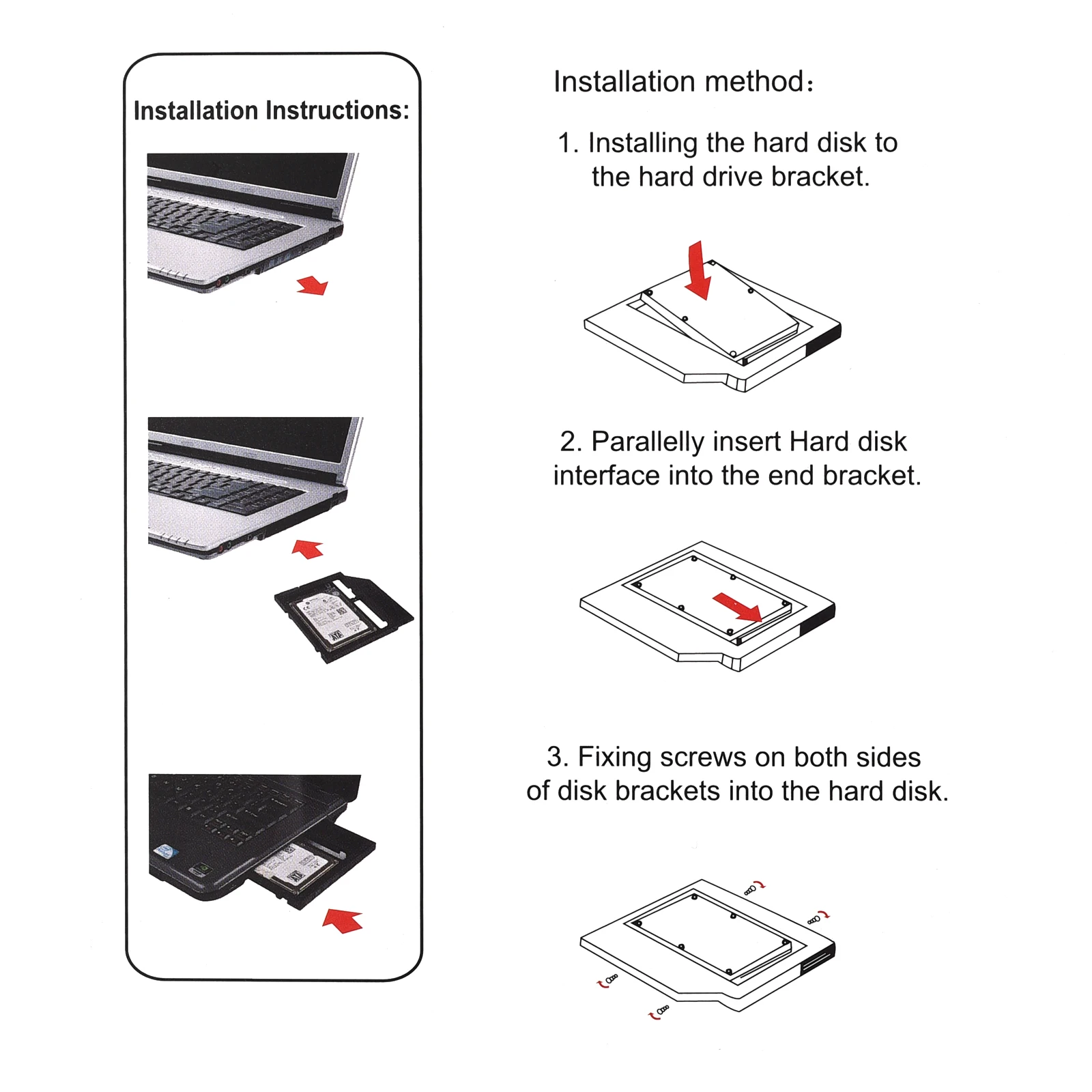 PROSTER Новый Универсальный 9 5 мм 2nd HDD Caddy SATA пластиковый материал для 2 &quotжесткого