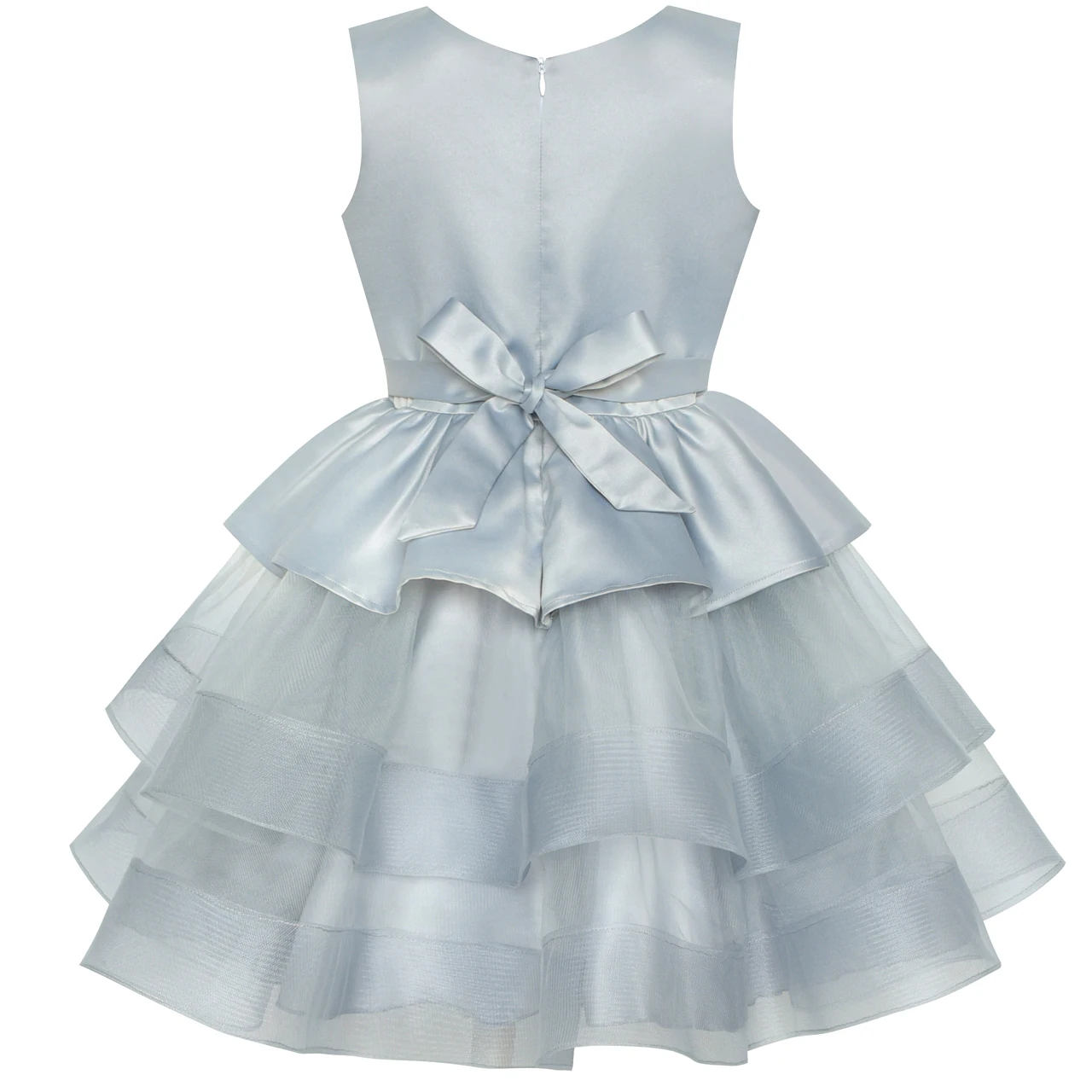 Girls Dress Gray Lustrous Satin Rhinestone Birthday Party 2020 Summer Princess Wedding Dresses Kids Clothes Pageant Sundress | Детская