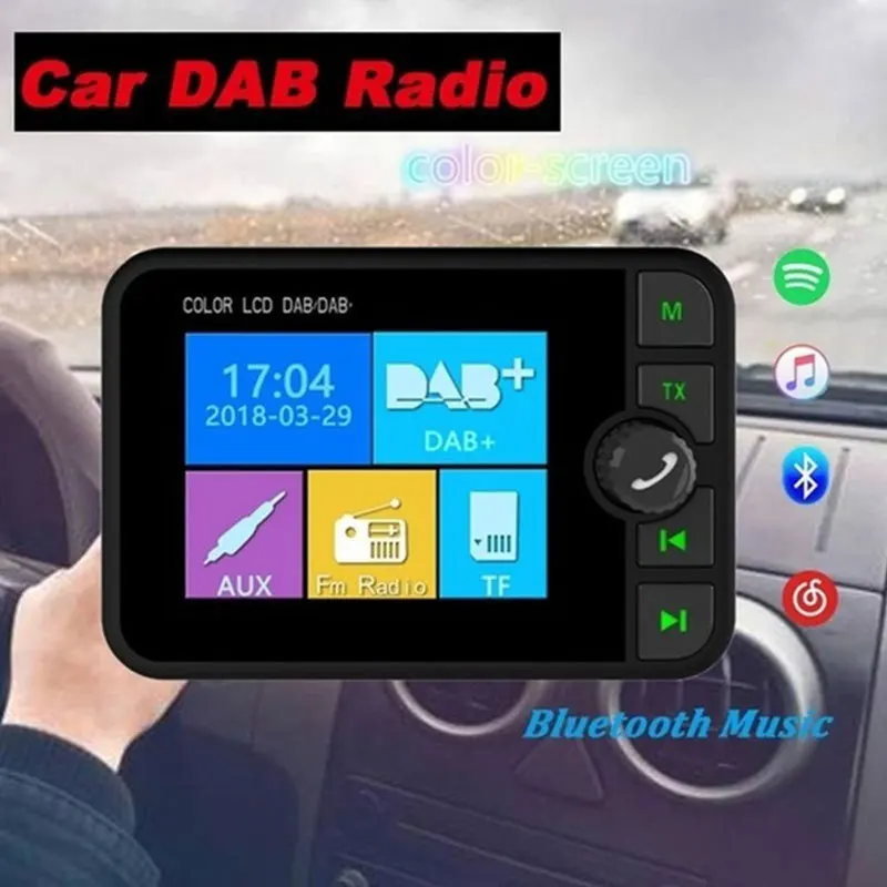 Мини DAB цифровой ЖК-экран Автомобильный радиоприемник адаптер Bluetooth передатчик Usb зарядное устройство 2 дюйма 320x240 пикселей