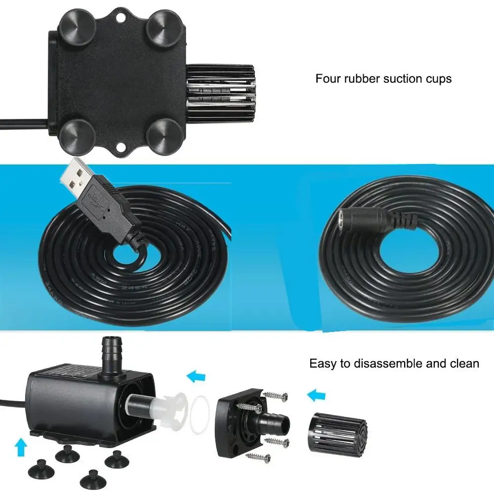 USB Ultra-quiet DC12V 5V Mini Brushless Water Pump 4 Modes Adjustable Submersibles Circulation Fountain | Дом и сад