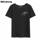 Футболка Mikialong женская с рисунком динозавра, Милая Черная хлопковая рубашка с карманом, топ на лето