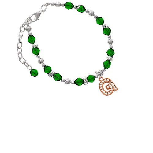 Розовый браслет Goldtone Crystal Initial-g-с Зеленым бисером |