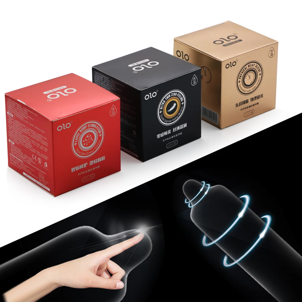 OLO 10Pcs/set Natural Latex Lubricated Condoms Ultra Thin Sex Toys For Men Erotic Delay Ejaculation Adult Products | Красота и