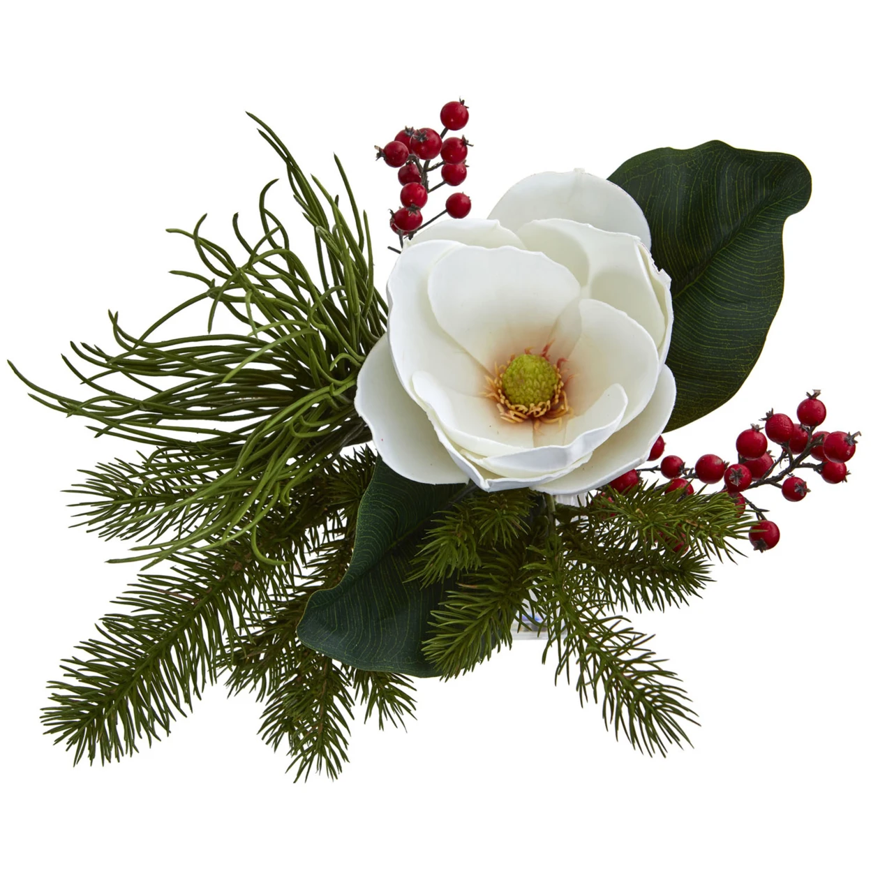 Nearly Natural Magnolia &amp Berries Artificial Arrangement in Vase | Дом и сад