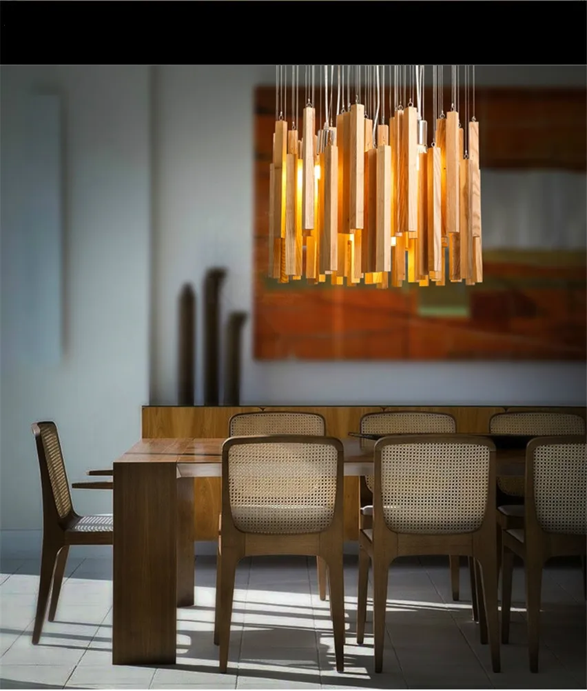 

Modern Vintage LED Art Designer Pendant Lights Living Room Dining Room Hall Wooden Lamps Bar Clothing Shop Study Decor Fixtures