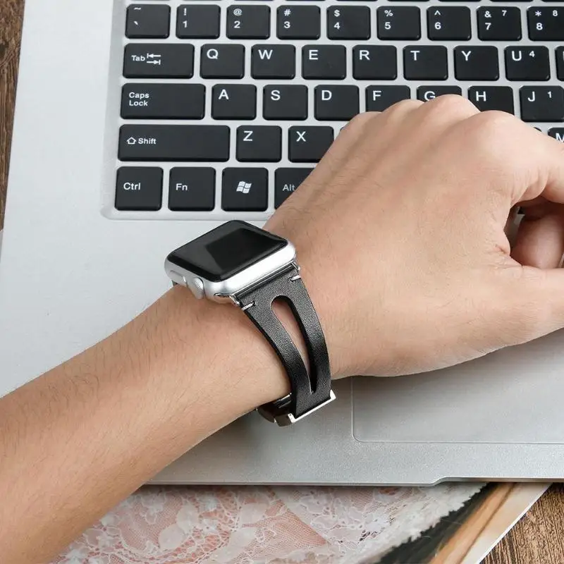 Кожа Нержавеющая сталь ремешок с пряжкой для часов браслет iWatch 1 2 3 | Электроника