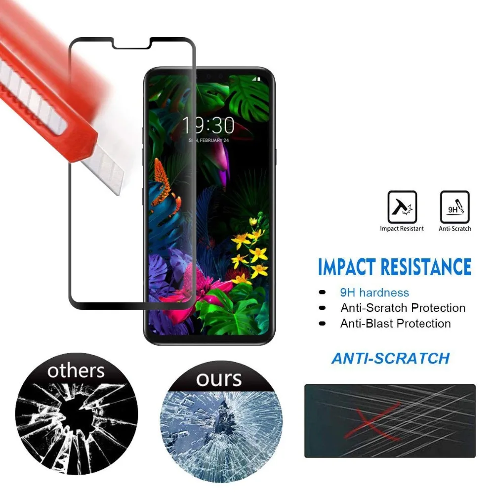 Для LG G8 ThinQ Мягкий ТПУ чехол с 2.5D 9H закаленное Полное покрытие стеклянная Защитная