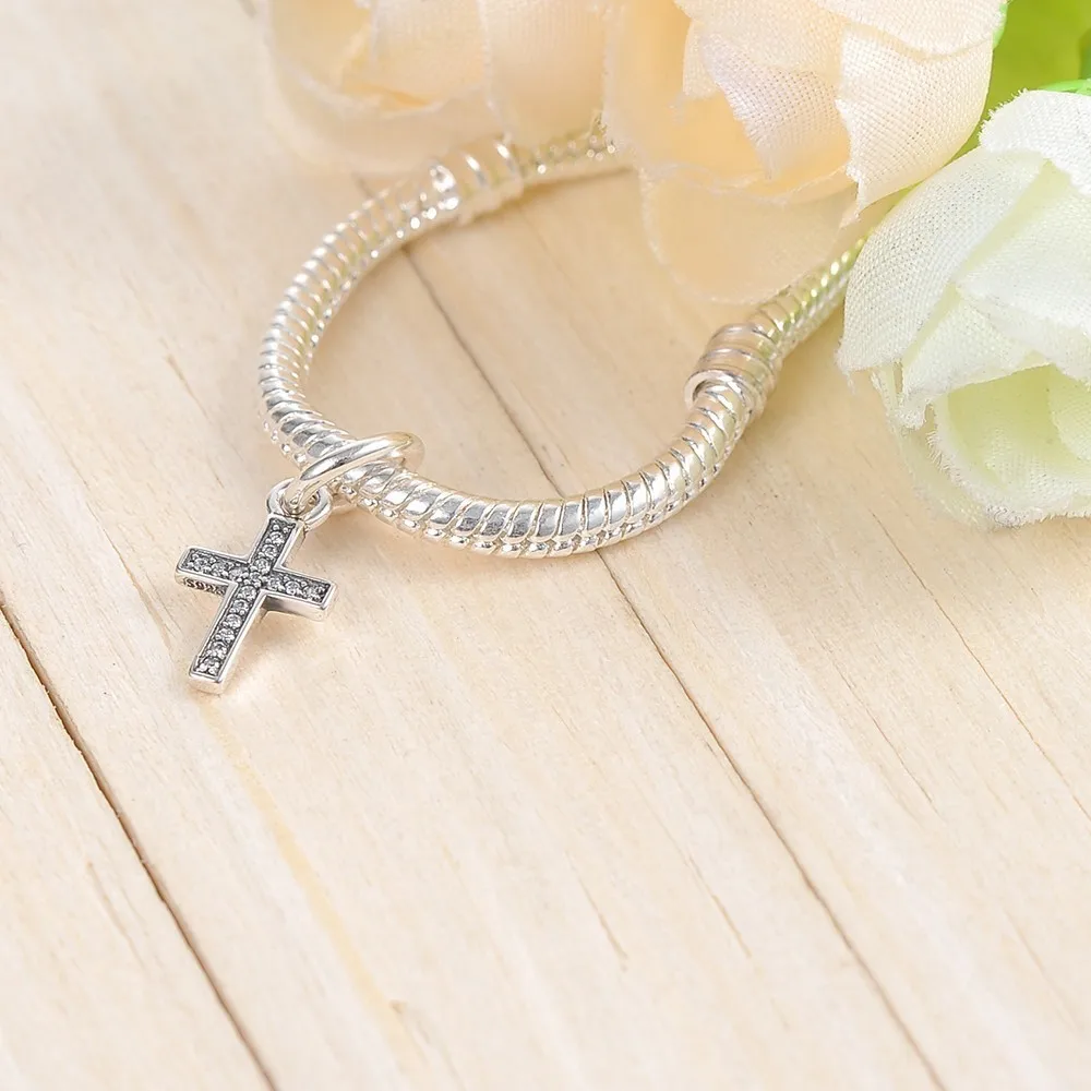 Devolove 925 Стерлинговое серебро символ веры крест AAA CZ камень бисер Подвески Fit Pandora