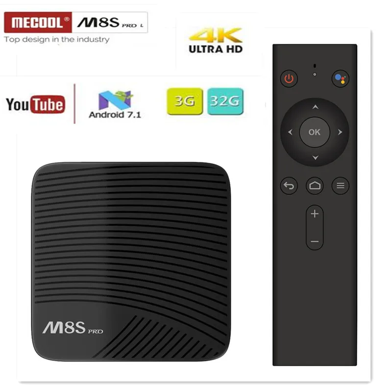 MECOOL M8S PRO L ТВ коробка Android 7 1 Amlogic S912 3 GB 16 32G комплект bluetooth-Top BOX голос Управление 3D 4 K