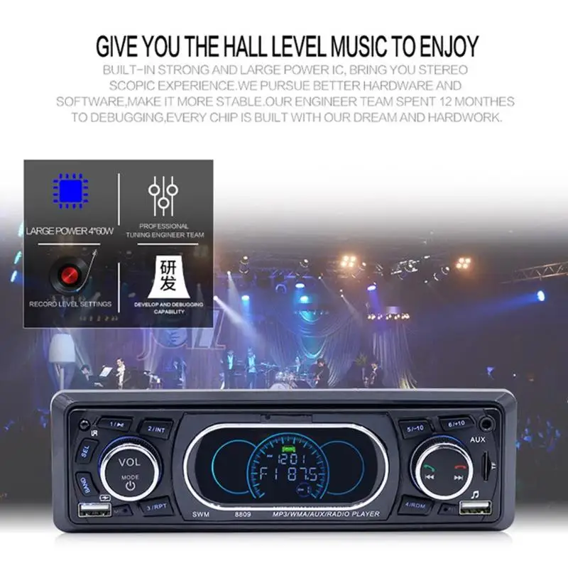 SWM 8809 автомобильный стерео MP3-плеер FM Радио BT RCA USB с пультом дистанционного управления USB комплект беспроводной связи bluetooth для автомобиля lcd mp3-плеер