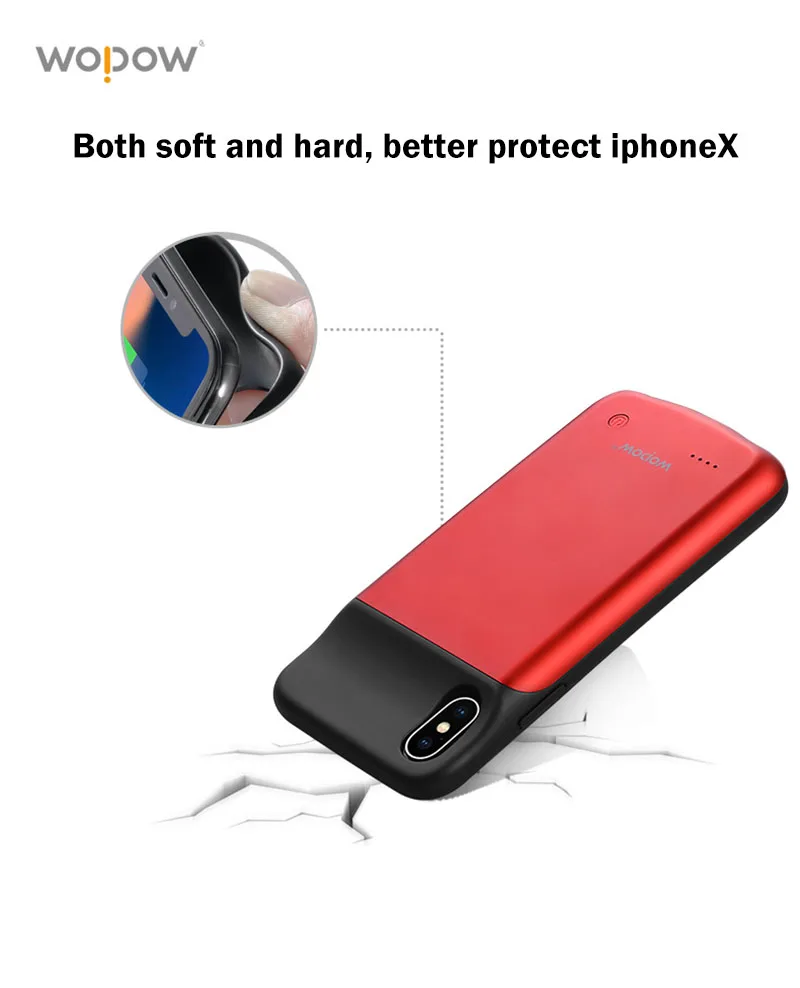 WOPOW 3200 мАч запасные аккумуляторы для телефонов назад клип батарея чехол iPhone X