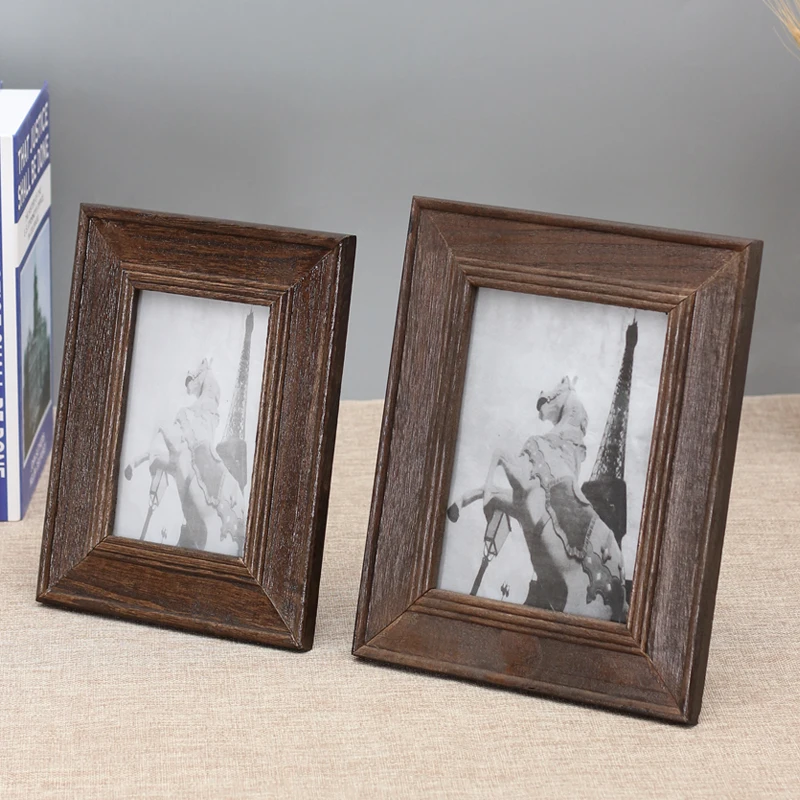 Vintage Retro Wood Photo Frame Picture With Stand Home Office Table Decor 4x6 Inch | Дом и сад