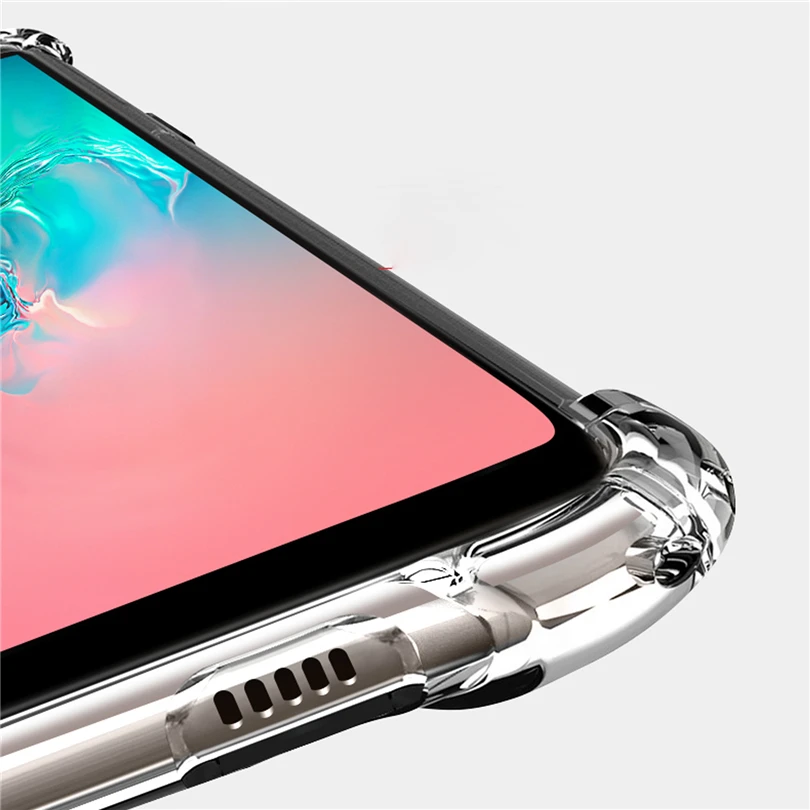 Чехол для Samsung Note 10 9 8 S10e S10 S9 Plus S8 Прозрачный ударопрочный Силиконовый ТПУ