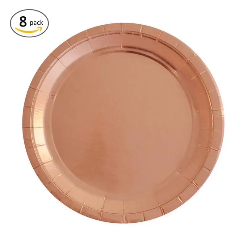 Скользящий простой бумажный лоток из розового золота 7 дюймов 9 дисковая тарелка