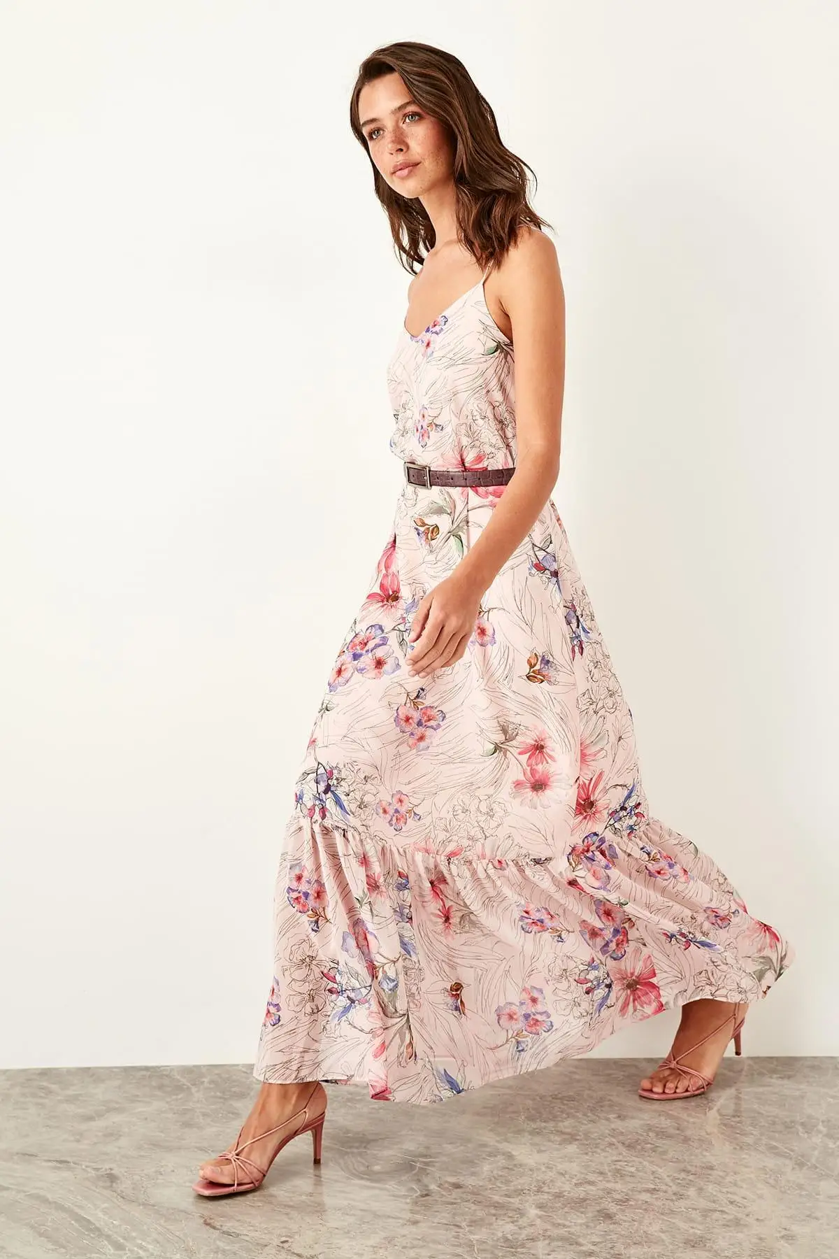 Trendyol Сиреневое платье с цветочным рисунком TWOSS19XM0115|Женские платья| |