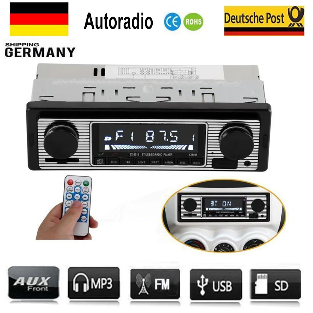 

1DIN Car Stereo Audio MP3 Player Bluetooth 2.0 FM MP3 Radio Player In-Dash Handsfree With AUX-IN SD USB DC 12V