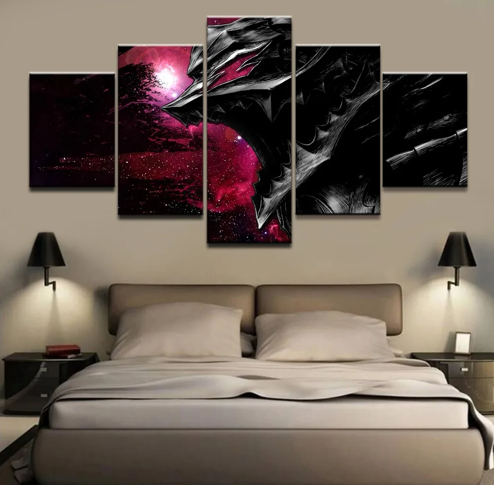 Модульная Картина на холсте 5 штук аниме Берсерк Постер &quotВоин&quot современная