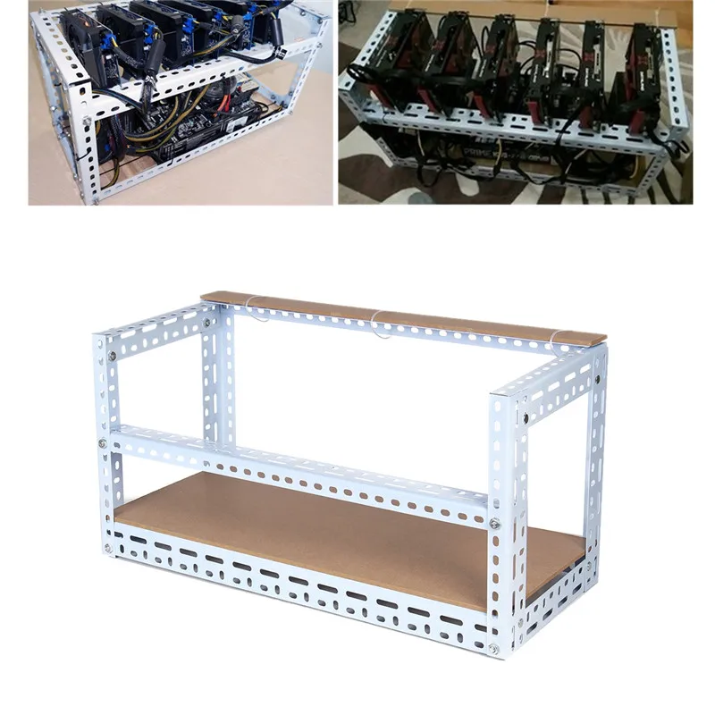 6 GPU открытая горная Шахтерская рамка криптомонета DIY Стекируемый Rig Биткоин BTC Чехол для 6 видеокарт GPU ETH BTC эфириума