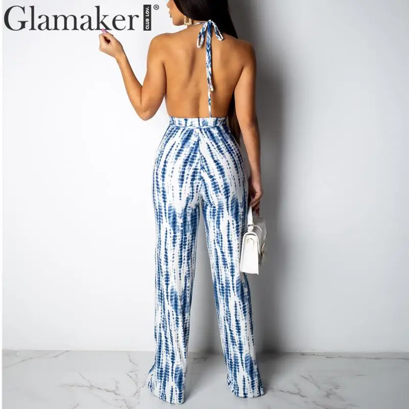 Женский комбинезон с широкими штанинами Glamaker элегантный облегающий длинный