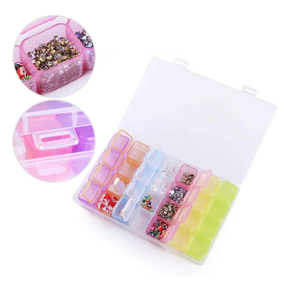 28 Slots Empty Storage Box Nail Art Equipment Rhinestone Tools Jewelry Beads Display Case Organizer Holder | Красота и здоровье