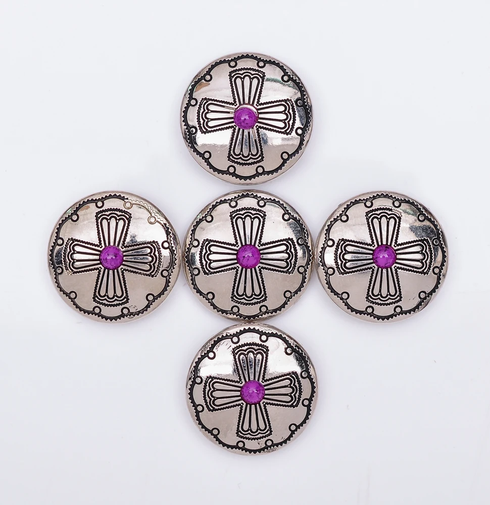 10pc 29MM Silver PURPLE Bead Windwill Cross Engraved DIY Craft Saddle Conchoes Screw Back | Украшения и аксессуары