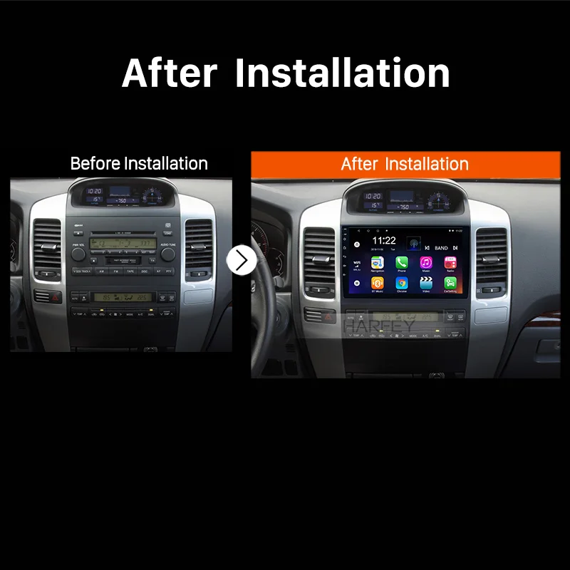 Автомобильный радиоприемник Harfey с сенсорным экраном для 2007-2010 Toyota Prado Android 8 1/9 0