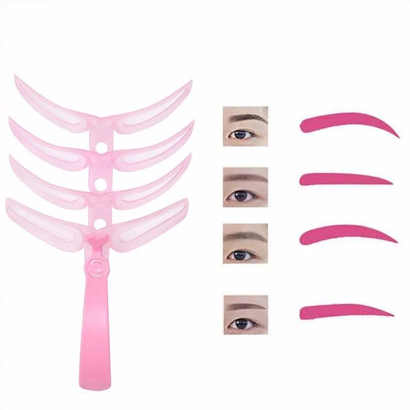 4Pcs/Set Drop Shipping Brow Stencils Reusable Eyebrow Shaping Defining Eye Drawing Guide Template Pro Makeup Tool | Красота и