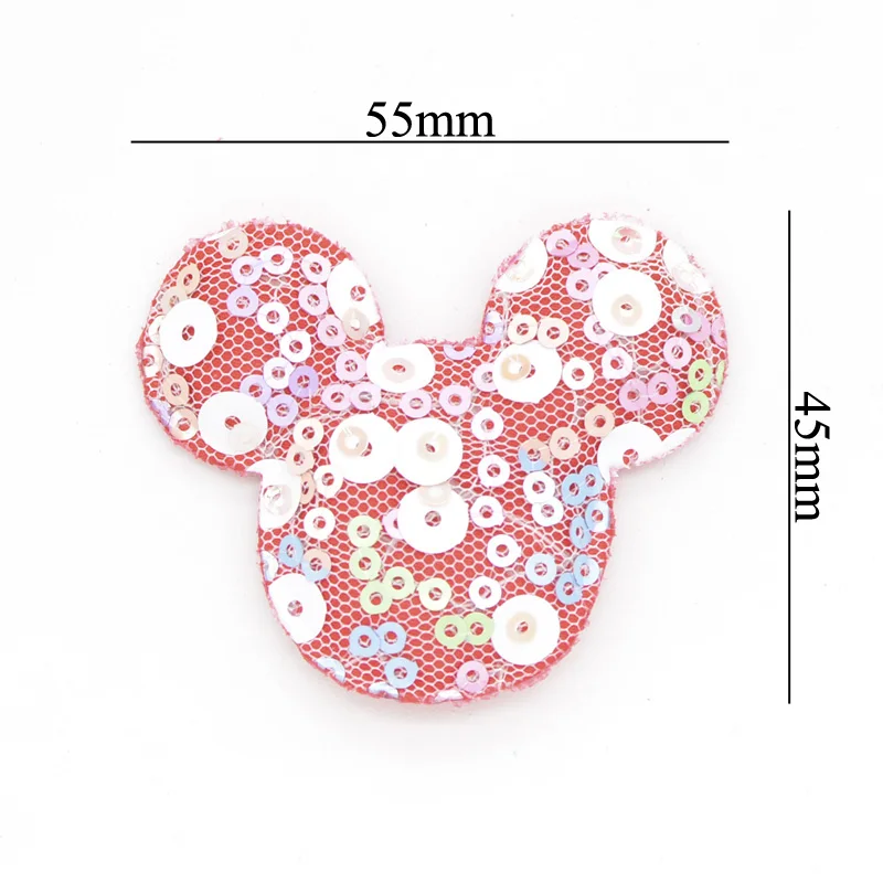 12 шт. 55*45 мм Kawaii аппликация для головы мыши с блестками вышиваемые накладки одежды