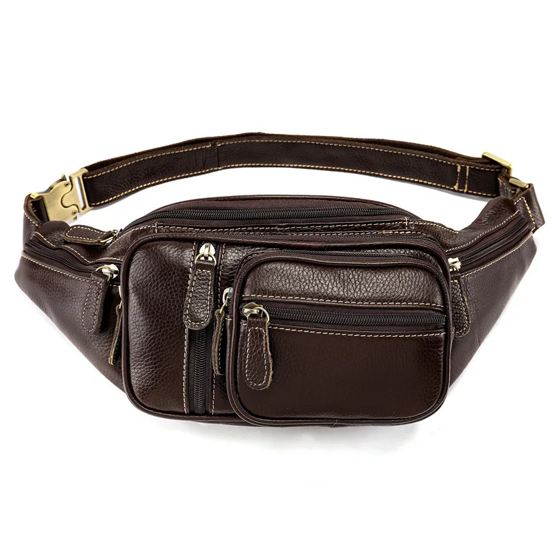 

Fashion Men Waist Bag Mini Round Belt Crossbody Bag Pouch Travel Chest Bags For Man Quilted Cow Leather Male Fanny Pack