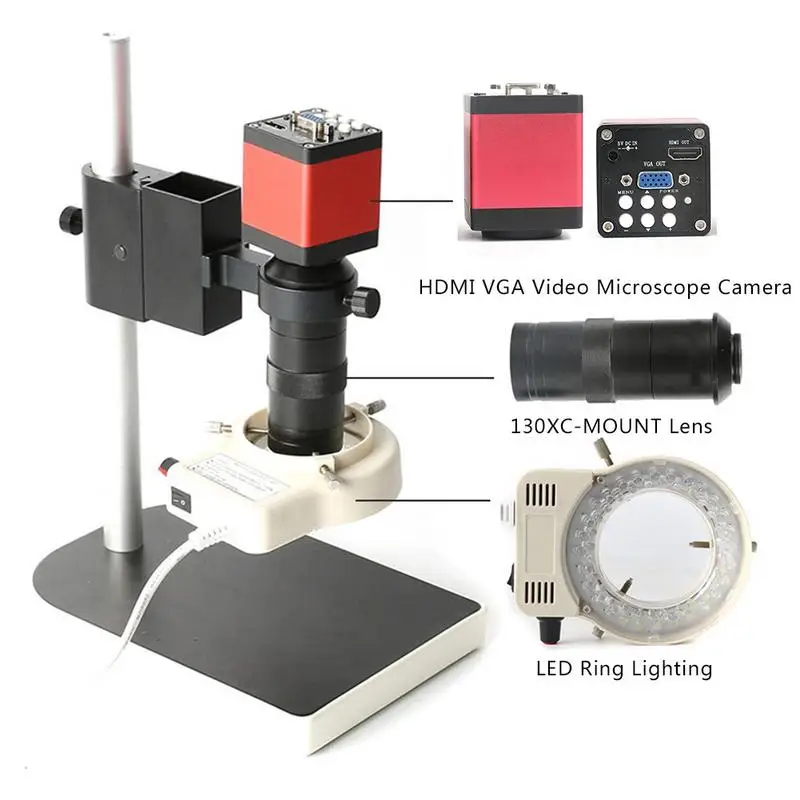 Наборы микроскопов HD 13MP 60F/S HDMI VGA промышленный электронный микроскоп камера + 130X C