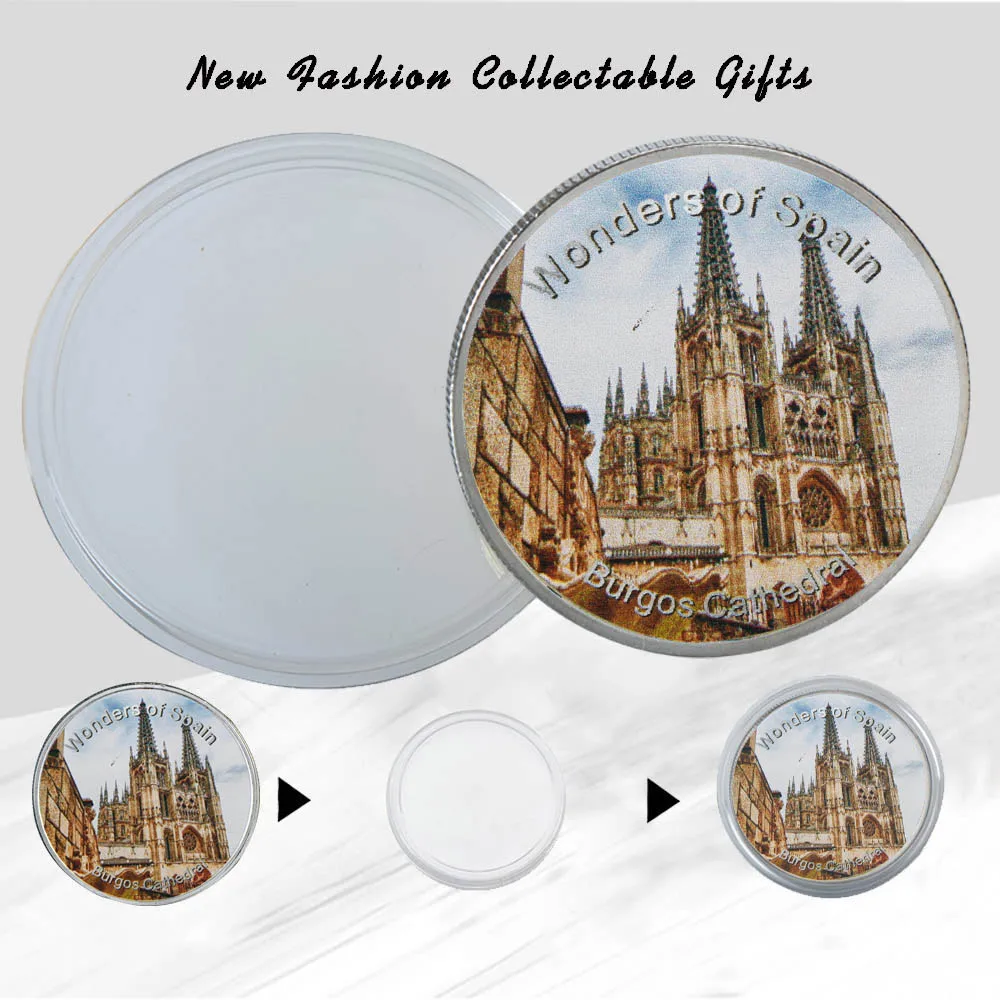 WR известная Испания пейзаж наградная монета Бургос собора памятная с серебряным