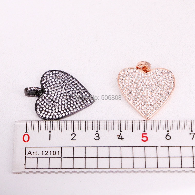 

6PCS ZYZ-P4387 Clear White Cubic Zirconia Micro Pave Heart CZ Zircon Love Necklace Pendant for Women Jewelry Making