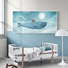 Абстрактный КИТ в голубом небе декор для детской комнаты холст картины настенные художественные плакаты печатные картины для детской комнаты домашний декор