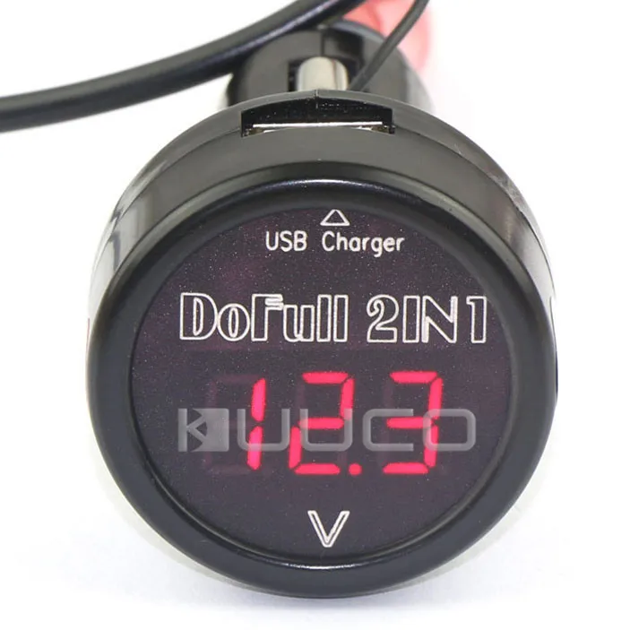 5 шт./лот цифровой тестер/зарядное устройство DC12V 24V Вольтметр DC V/2A USB адаптер для