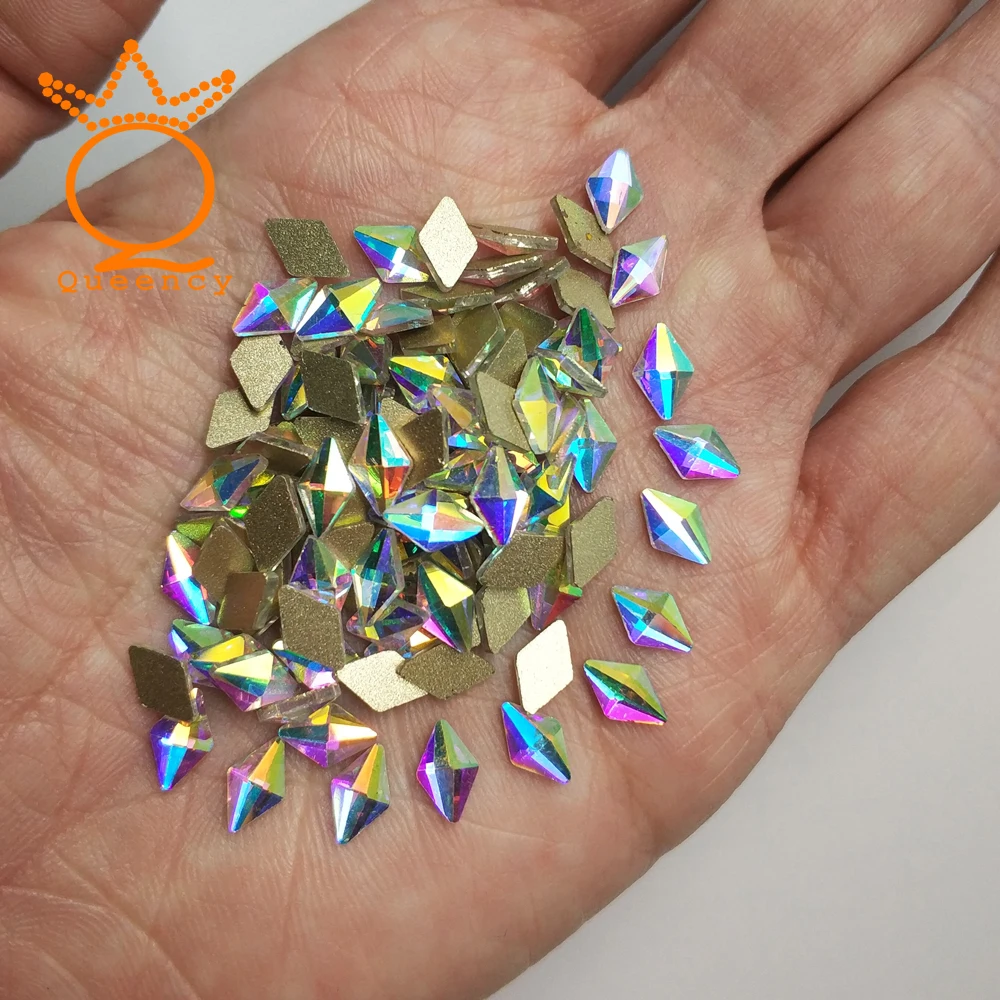 72 шт./компл. ромбовидный дизайн ногтей AB Glass Стразы 5 мм x 8 для 3d дизайна украшения