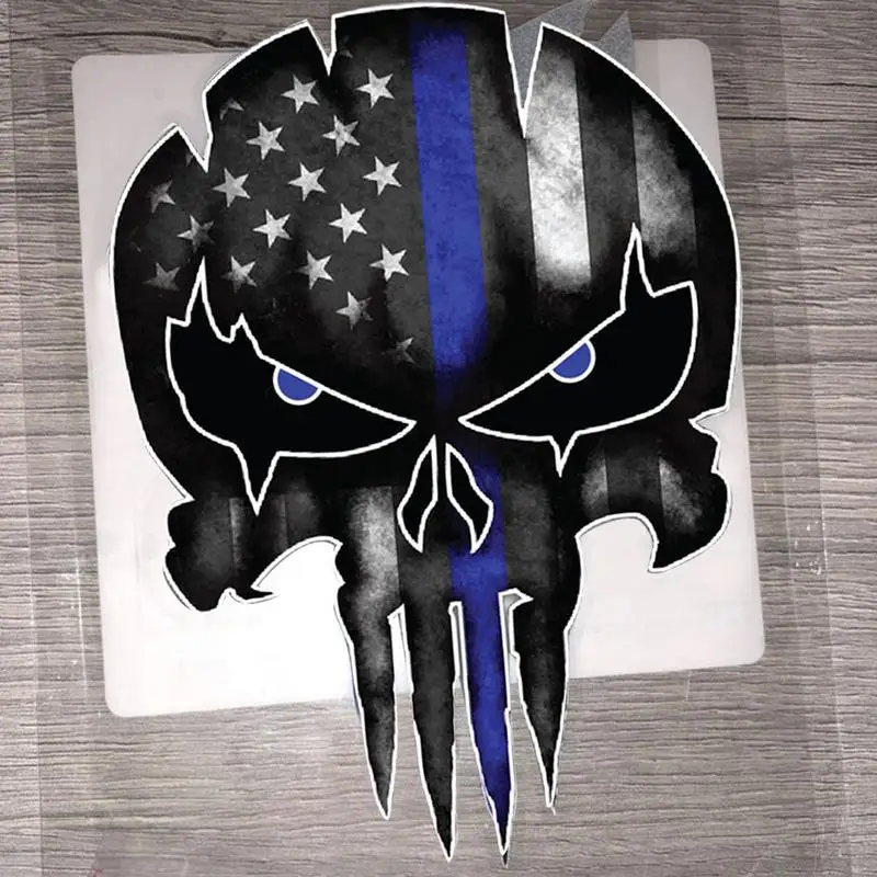Автомобиль Стайлинг наклейки тонкая Голубая линия для Punisher ЧЕРЕП