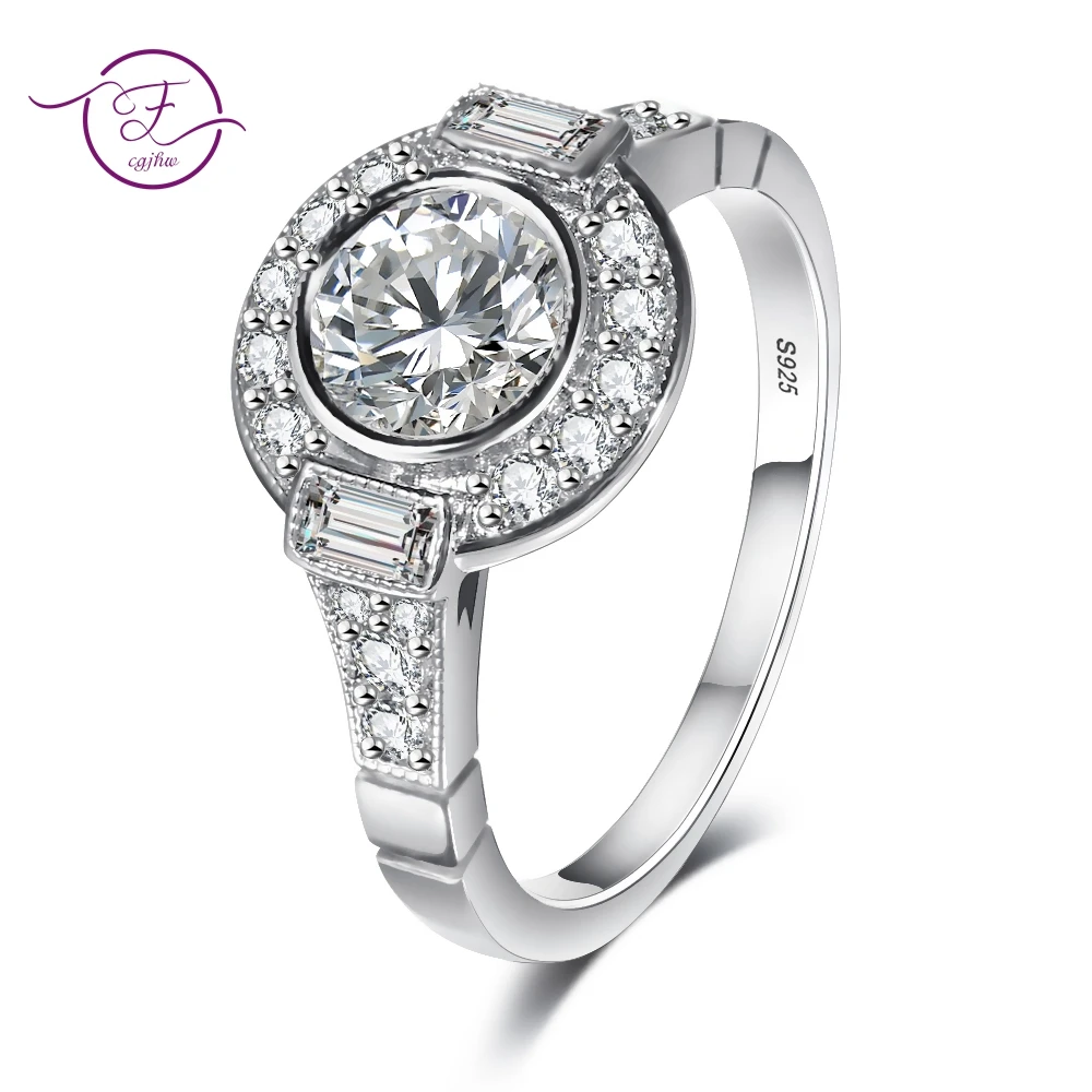 

Round Exquisite Romantic Wedding Rings For Women Lovers Simple 925 Sterling Silver Fashion Jewelry With Cubic Zirconia Stones