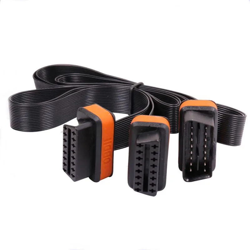 1 м плоский ультратонкий как OBD2 разветвитель кабеля для ELM327 16 контактный штекер